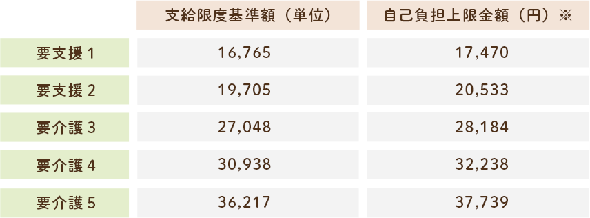 自己負担表　詳しくはお問い合わせください